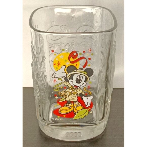 Walt Disney World 2000 Mickey Mouse Safari Square Glass Animal Kingdom NEW - Picture 1 of 7